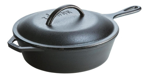 Sarten Con Tapa 2.8l De Hierro Fundido Lodge Color Negro