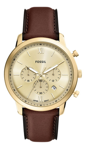 Relógio Fossil Masculino Neutra Dourado - Fs6113/0dn Correia Marrom