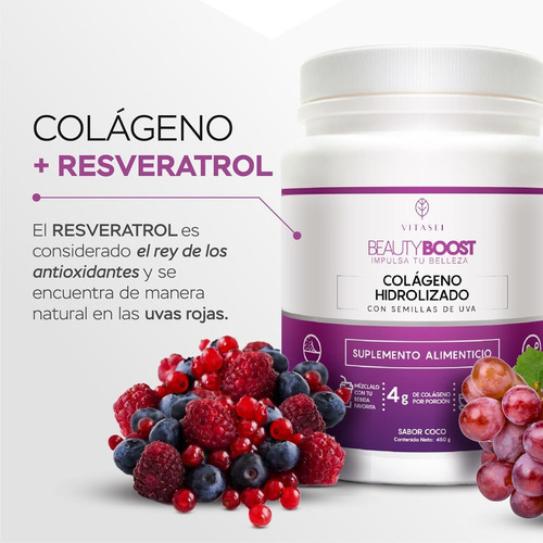 Resveratrol Colágeno Hidrolizado, Polvo Sabor Coco Coco