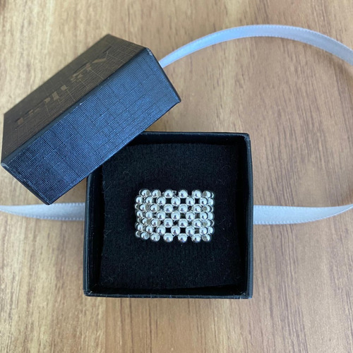 Imagen 6 de 8 de Anillo D Plata 925 Bolitas Engarzadas Ajustable Mujer Agálea