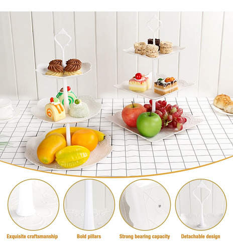 Bases Para Pasteles Y Cupcakes 3 Niveles Y Bandejas Plastico