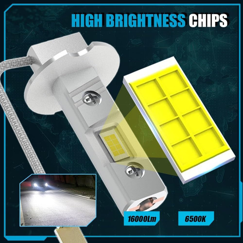 Bombilla Led H3 1:1 Tamaño Mini 6500k Blanco Emc Sin Ventila