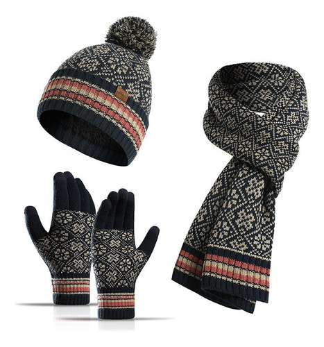 Conjunto De Tres Piezas De Guantes De Bufanda De Gorro De La