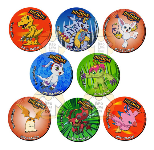 Tazos Digimon Pokemon Pack De 8 Posavasos De Digimon