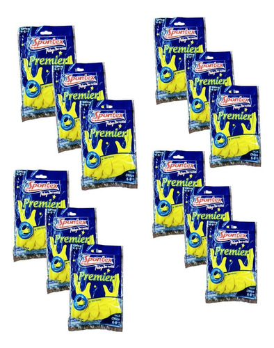 Guantes De Latex Para Limpieza Multiusos 12 Pares Spontex Amarillo