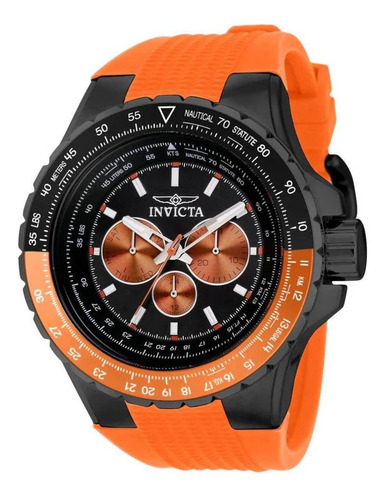 Reloj pulsera Invicta 39306 con correa de silicona color naranja - fondo negro - bisel naranja/negro