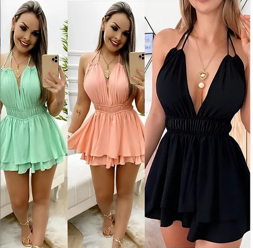 Vestido Macaquinho Feminino Boneca Rodado
