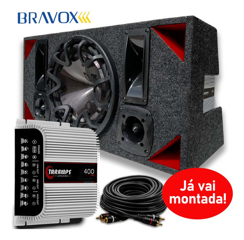 Caixa Amplificada 760w Subwoofer 12 Bravox + Módulo Taramps