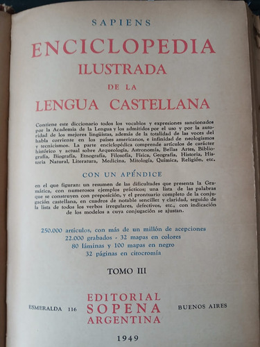 Enciclopedia Ilustrada De La Lengua Castellana 3 Tomos Sapie (Usado)