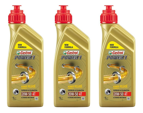 20w50 Castrol Power 1 Full Sint Pack 3l Aceite De Moto