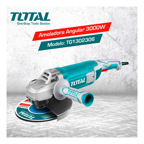 Rebarbadora angular total de 3000 w, disco de 230 mm, frequência de cor turquesa, 50 Hz/60 Hz
