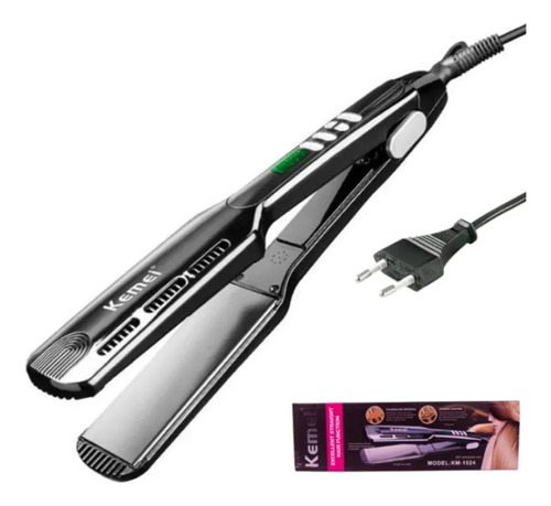 Planchita De Pelo 65w Profesional Kemei Km-1024 Color Negro