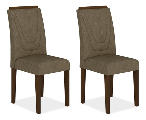 Kit 2 Cadeiras Estofadas Lima Wood Imbuia/capuccino - Ma