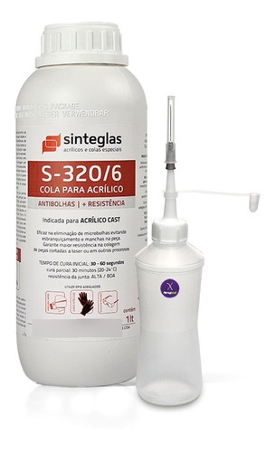 Kit Aplicador Ponta Agulha + Cola Acrílica Sinteglas S-320/6