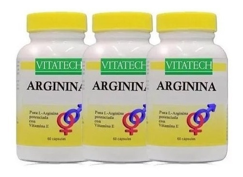 Arginina Vitatech 3 Frascos X 60 Capsulas Aminoácidos Kff +