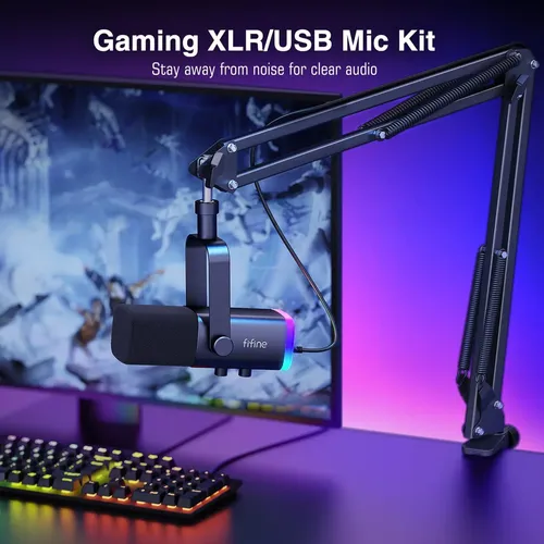 601583 FIFINE XLR/USB ゲーミングマイクセット AM8T Microfone Gamer Dinâmico Fifine AM8T USB e XLR para Streaming
