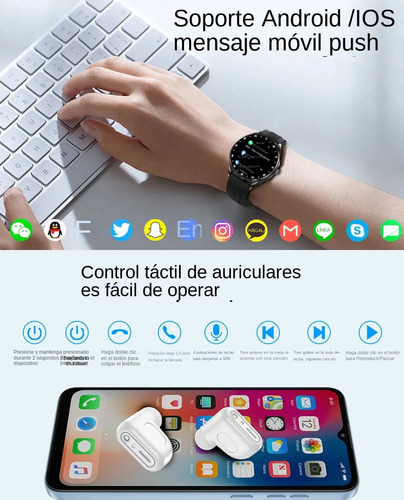 Reloj Inteligente Con Auriculares Inalámbricos 2 En 1