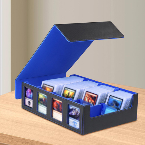 Estuche De Cuero Sintético Para Baraja De Cartas Azul