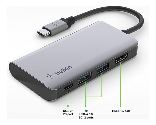 Base Adaptadora Multipuerto 4 En 1 Con Hdmi 4k