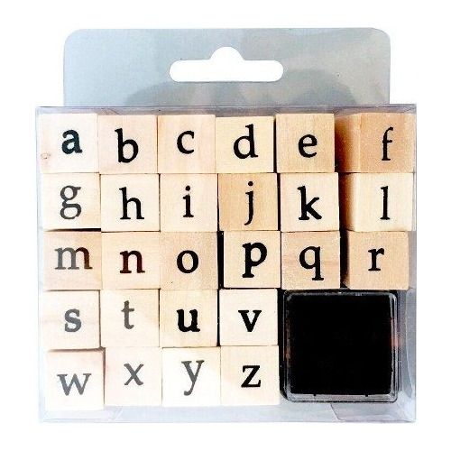 Set Sellos Letras Minúsculas Madera Diseño Arte 