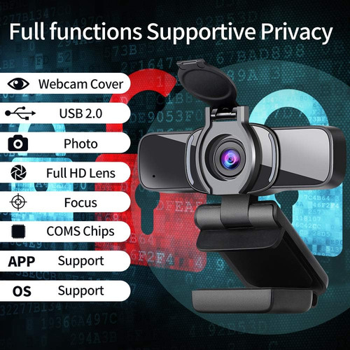 Cámara Web Usb Hd 1080p Con Micrófono Y Cubierta De Privacid
