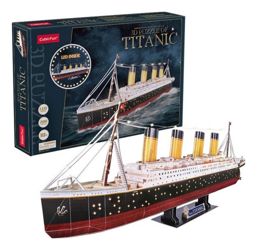 Puzzle 3d Titanic 266 Piezas Con Luces Led Cubicfun