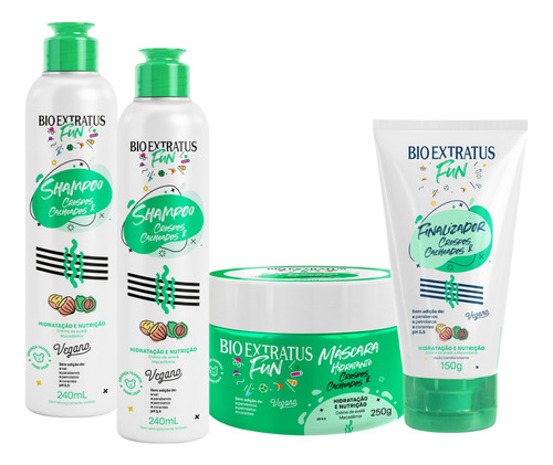 Kit Fun Crespos E Cacheados Vegano 2xsh+mas+fin Bio Extratus