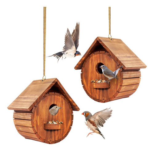 Juego De 2 Casas Para Pajaros De Mixumon Para Exteriores, Ex