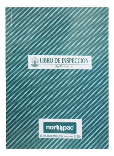 Libro De Inspección 729 Nor Pac - 10 Folios Duplicados
