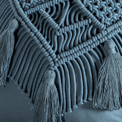 Vianney Funda De Cojin Macramé Indigo Azul Elegante