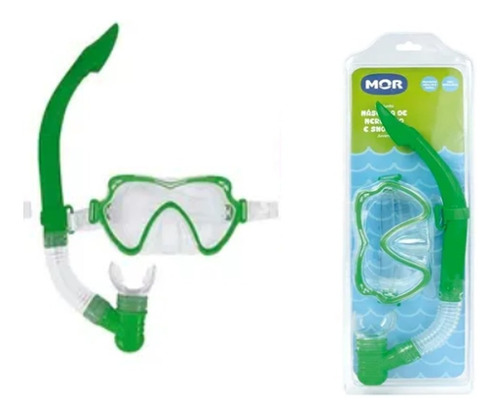 Kit Mergulho Conjunto Mascara E Snorkel Mor Tira Regulavel Cor Verde