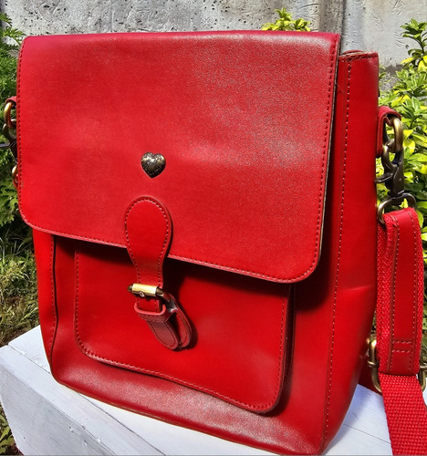 Cartera Estilo Bandolera, Color Rojo Bermellón, Sin Detalles