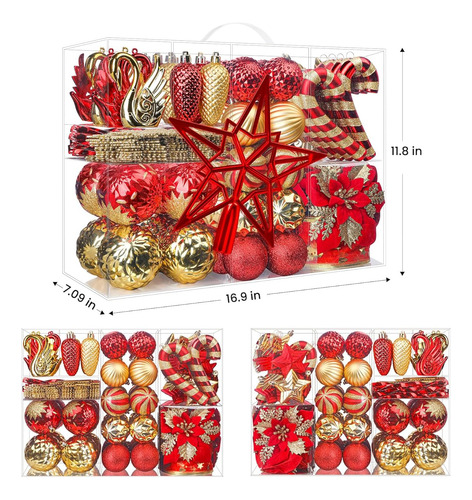 Esferas Navideñas Decorativas Con Liston Para Moños Rojo