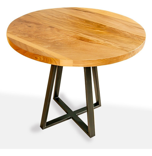 Mesa Comedor Redonda En Madera Maciza Roble  110 Cm Diámetro