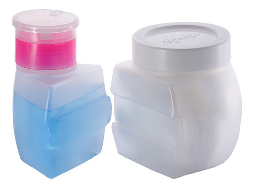 Imagem 4 de 4 de Kit Manicure E Pedicure Porta Acetona Dosador Porta Algodão