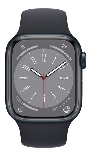 Apple Watch Series 8 GPS - Caja de aluminio medianoche 41 mm - Correa deportiva medianoche - Patrón