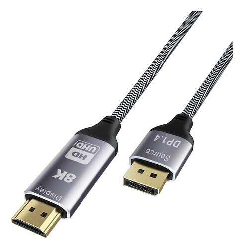 Cable Hdmi 2.1 A Displayport 1.4 8k@30hz 4k@120hz 1.8m