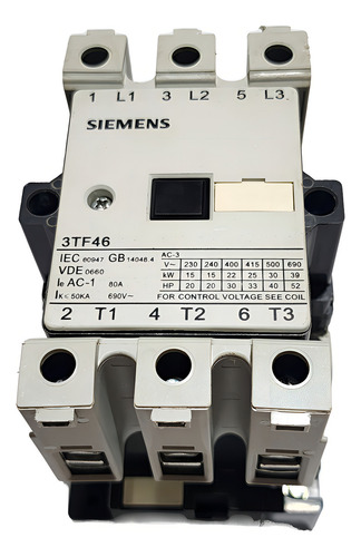 Contator Tripolar 220v 3tf46 Siemens 220