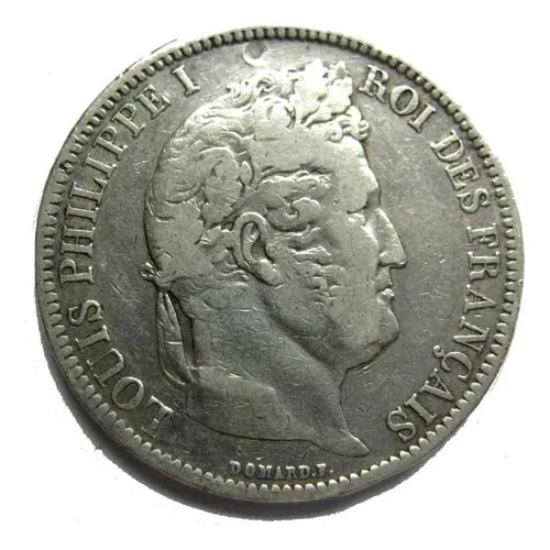 Francia 1831 Antigua 5 Franc Grande De Plata Rey Luis Felipe