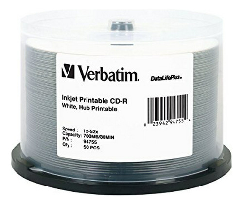 Verbatim Cd-r 700 Mb 52x Datalifeplus Blanca De Inyección De