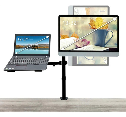 Soporte De Monitor Doble Para Pantalla Y Laptop Ergonomica