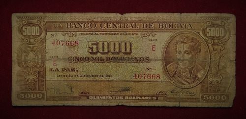 Billete 5000 Bolivianos 1945 Bolívia Pick 150 A.5