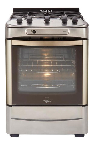 Cocina Whirlpool WF360XG a gas/eléctrica 4 hornallas  inox 220V puerta con visor 71.1L