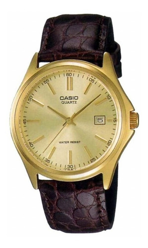 Reloj Casio Mtp-1183q-9adf Cuarzo Hombre Color de la correa Marrón oscuro Color del bisel Dorado Color del fondo Amarillo