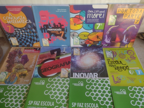 8 Livro 7° Ano 2022 Conquista Matemática + 6 Cadernos (Usado)