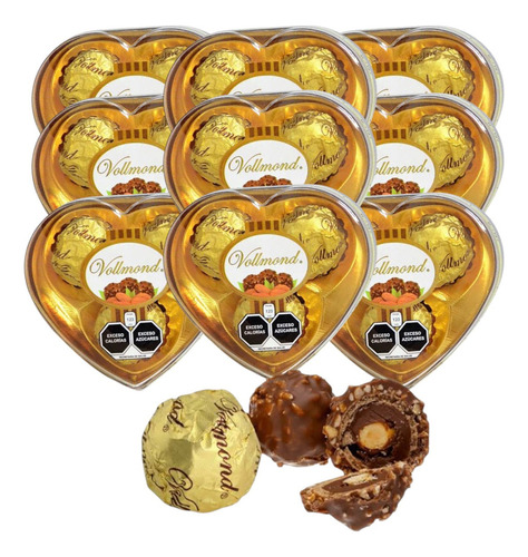 Vollmond Chocolate 3 Corazón De 3pz C/u Oblea Maní Cacao