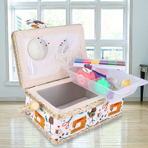Caja De Coser Hecha A Mano, Tela Para El Hogar, Hilo Para Ma