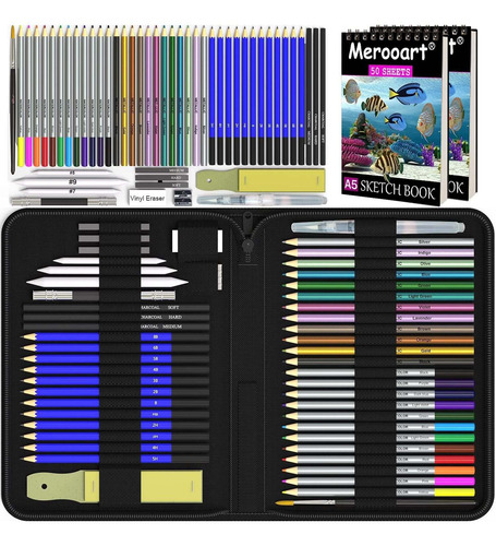 Kit De 54 Lapices De Colores + 2 Cuadernos Bocetos 50 Pag...