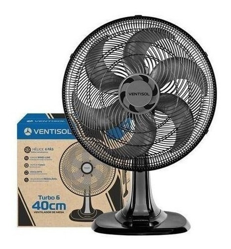 Ventilador De Mesa Ventisol Turbo 40cm Preto 220v