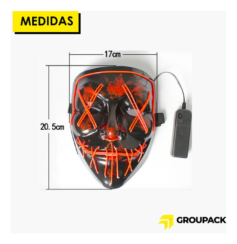 Máscara Luz Led La Purga Halloween The Purge Calidad Colores